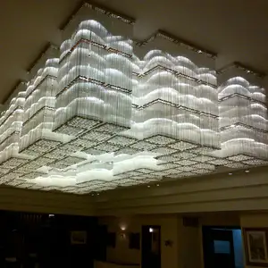 Grande lampadario rettangolare in cristallo da soffitto, lampada a sospensione per hotel, su misura