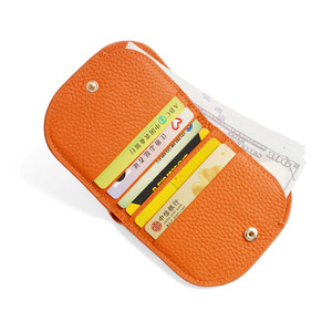 Femmes à la mode mince minimaliste en cuir véritable Mini portefeuille couleur <span class=keywords><strong>Orange</strong></span> peau de vache <span class=keywords><strong>porte</strong></span>-<span class=keywords><strong>monnaie</strong></span> petit argent portefeuilles pour les femmes - Product Image 4