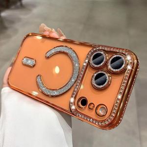 Trong suốt Magnetic chống sốc TPU trường hợp điện thoại cho 17 Pro Max với Rhinestone trang trí và máy ảnh bảo vệ - Product Image 2