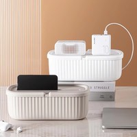 Boîte de rangement dissimulée pour câbles de charge, organiseur de câbles de charge de bureau, boîte de rangement pour câbles de charge avec support pour téléphone/tablette