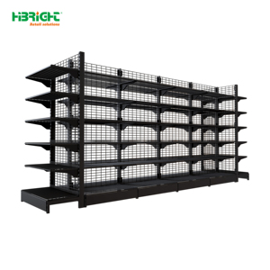 Black Double-sided <b>Wire</b> Mesh Gondola Shelving for Supermarket Retail - Product Image 5