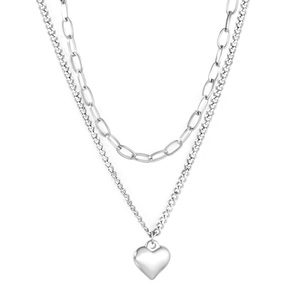 Katmanlı kolye takı kalp kolye altın kolye uzun küba zincir gerdanlık kolye kadın erkek - Product Image 2