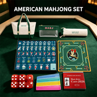 Ensemble de Mahjong Américain de Luxe OEM pour Noël avec Tapis, Poussoir, Étui Anti-Poussière, Sac de Transport et Pochette Étanche pour les Tuiles, pour le Divertissement