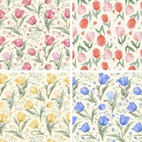 Eleganter Bio-Stil Hot Sale Tulip Flower Design Bequemes Gefühl Baumwoll stoff Schöne Farben für Frauen Kinder Kleid Stoff