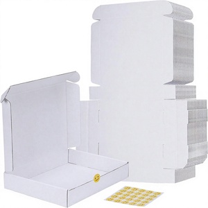 Boîtes d'expédition 12x9x2, lot de <span class=keywords><strong>25</strong></span>, en carton ondulé blanc, avec autocollants smiley, pour l'emballage des petites entreprises - Product Image 1