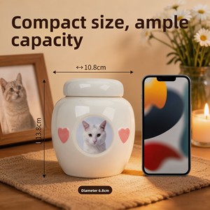 Urnes funéraires en céramique personnalisées faites à la main avec <span class=keywords><strong>photo</strong></span> pour cendres d'animaux de compagnie, chiens, chats bien-aimés, élégantes urnes de crémation, souvenirs commémoratifs - Product Image 4