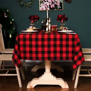 De gros damier noir blanc tissu-Nappe nordique à carreaux rouge, noir et blanc, décoration, 1 pièce