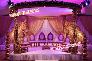 Mandaps de madera tallada de moda, Mandap de boda artesanal de madera grande, Mandap de boda indio elegante de madera CALIFORNIA - Product Image 2