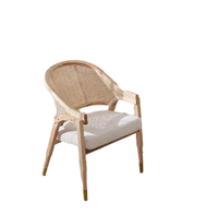 Chaise en teck massif minimaliste contemporaine, rotin recyclé, chaises de salle à manger simples pour hôtel, salon, dossier
