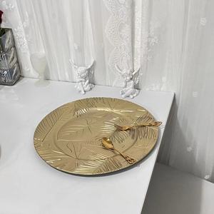 Plateau et plateau à fruits dorés brillants haut de gamme pour banquet de mariage, design rétro <span class=keywords><strong>tendance</strong></span> <span class=keywords><strong>2023</strong></span>, luxe léger, rond, isolation thermique - Product Image 3