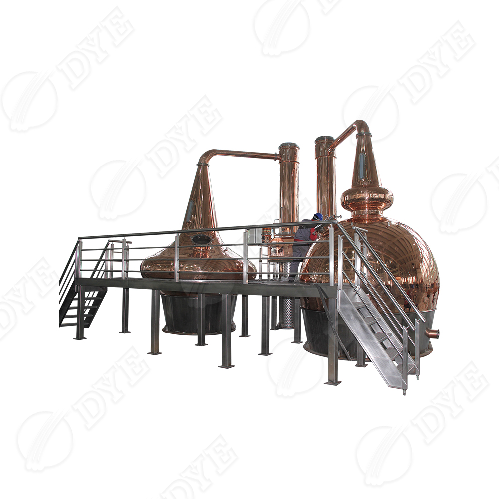 DYE whisky distillery equipment double pot still alcohol distillation copper alembic boiler ethanol whiskey distiller