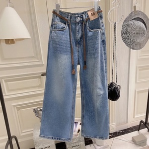 Jeans de Pierna Ancha y Cintura Alta para Mujer, 2025 |   Pantalones Vaqueros Retro de Marca de Moda con Tirantes Tejidos, Pantalones Casuales Holgados - Product Image 1