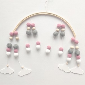 Decorazioni fatte <span class=keywords><strong>a</strong></span> <span class=keywords><strong>mano</strong></span> per bambini bambini fai da te in lana palla nuvola stella della luna culla mobile per ragazze ragazzi doccia regalo - Product Image 4