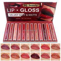 3Q Beauty 12 couleurs matte Velvet liquide imperméable à l'eau rouge à lèvres Kit Lip stick Kit Lipgloss