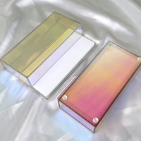 Palette acrylique de cils rectangulaires transparents personnalisée gratuite Fournitures de cils irisés Support dégradé Organisateur Boîte à palettes de carreaux de cils