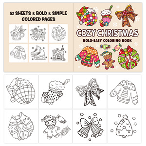 Livre de coloriage de Noël super mignon de 52 pages pour adultes et adolescents, motifs audacieux et faciles pour la relaxation, personnalisable - Product Image 3