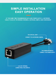 Kích thước nhỏ 10/100Mbps <span class=keywords><strong>PoE</strong></span> splitter 48V đến 12V 1.2A Tiêu chuẩn điện qua ethernet Monitor cho <span class=keywords><strong>IP</strong></span> <span class=keywords><strong>Camera</strong></span> Router AP - Product Image 3
