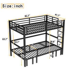 <span class=keywords><strong>Lit</strong></span> superposé en métal extra-large moderne avec fonction canapé-<span class=keywords><strong>lit</strong></span>, design gain de place, montage facile pour salon/usage scolaire - Product Image 4