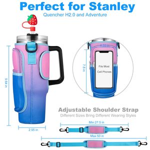 Stanley 40oz <span class=keywords><strong>Neoprene</strong></span> cách nhiệt chai Nước Chủ Pouch Dây đeo có thể điều chỉnh bollus rơm Bìa điện thoại tiện dụng túi Cooler Bag trường hợp - Product Image 3