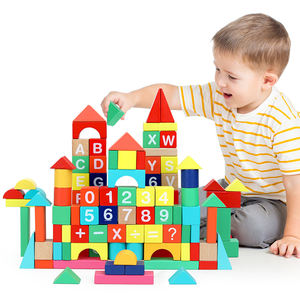 Montesori alfabet Nomor 105 buah blok bangunan DIY kota susun Puzzle permainan belajar mainan pendidikan untuk anak-anak laki-laki perempuan - Product Image 1