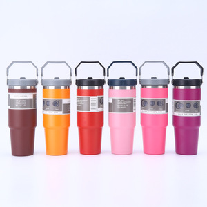 Bouteilles isothermes en acier inoxydable de 30 oz pour la bière, avec couvercle et paille, personnalisables OEM/ODM - Product Image 1