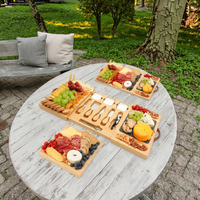 Nouveau plateau à fromage en bambou avec 3 planches et un ensemble de couteaux, plateau à fromage extensible