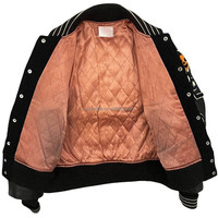 Chaqueta de Béisbol para Hombre, Nueva Moda, Chaqueta Varsity de Cuero de Alta Calidad con Bordado Personalizado, Chaqueta Casual Negra con Letras
