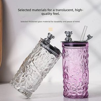 Gobelet en verre de 350 ml à motif ours en peluche, design sportif portable, grande capacité, idéal pour le bureau – Nouveauté très prisée