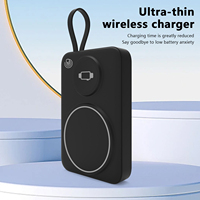 Mini Banco de Energía Magnético Ultra Delgado y Portátil de 10000mAh con Carga Rápida PD de 15W, Cable Integrado y Estación de Carga Inalámbrica