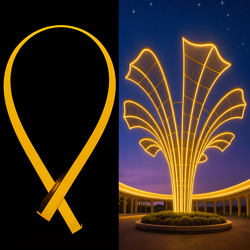 Custom Cuttable Outdoor Landscape Flower-Shaped Sculpture Neon Light Rgb Flexible Silicone Ip67 Waterproof Led Strip Light