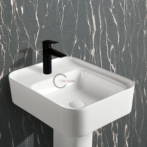 ซัพพลายเออร์อ่างล้างมือแบบตั้งพื้นมาตรฐานที่ดีที่สุด อ่างล้างมือเซรามิกแบบมีฐานรองรับน้ำไหลต่ำ พร้อม WaterSense และการรับรองมาตรฐาน CE - Product Image 2