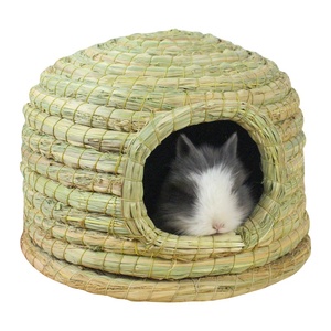 Caseta de Hierba Natural Tejida a Mano para Mascotas Pequeñas, Cama Nido para Conejos, Cobayas y Chinchillas, Refugio Cálido para Hámsteres y Ardillas - Product Image 5