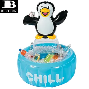 factory customized durable PVC penguin inflatable cooler wine bottle cooler chillder ice bucket for BBQ party