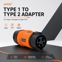 Adaptateur de charge EV de type 1 à type 2 32A, adaptateur J1772 vers type 2 pour charger les véhicules électriques de type 2 avec des chargeurs de type 1