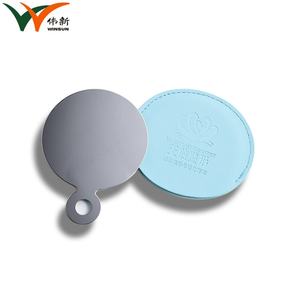 Advertising <b>Small</b> Circle <b>Round</b> Epoxy Logo <b>Mirror</b> Custom Leather Pocket Stainless Steel <b>Mirror</b> - Product Image 2