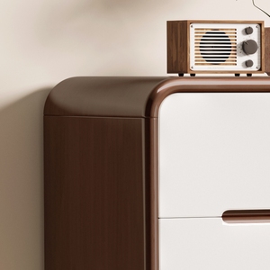 <span class=keywords><strong>Commode</strong></span> moderne de luxe en bois massif de caoutchouc à 4 tiroirs pour chambre, salon et armoire de rangement hospitalière - Product Image 3
