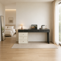 Commode de chambre à coucher moderne modulaire avec tiroirs réversibles |   Bureau de toilette en bois massif écologique à 6 tiroirs, couleur charbon crème