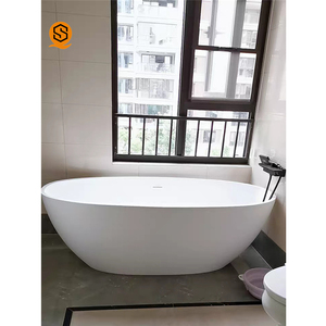 Baignoire autoportante ovale en acrylique blanche moderne pour salle de bain - Product Image 4