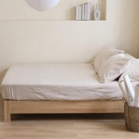 Ensemble de draps en lin couleur unie 6 pièces 1 drap plat 1 drap housse 4 taies d'oreiller 16 "poche profonde coton lin naturel mélangé