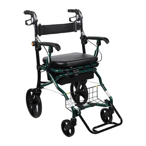 elderly care products folding rollator supply handle senior euro style 10" wheel rollator walker for eldery