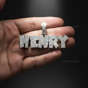 Pendentif lettre HENRY en or blanc et moissanite, breloque alphabet en argent sterling 925 plaqué or, bijou initial, cadeau - Product Image 5