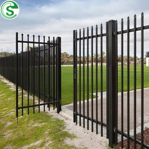 Panneaux de clôture décoratifs en fer forgé noir 6x8, résistants à la rouille, avec sommet en forme de flèche - Product Image 3