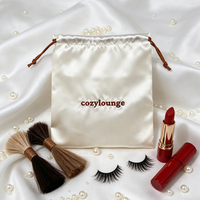 Sac à cordon en satin recyclable avec logo personnalisé, emballage textile, pochette anti-poussière en soie pour perruques, extensions de cheveux, pour coiffeurs et salons de beauté