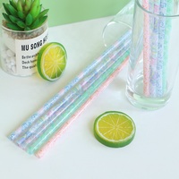 Pailles à motifs colorés, pailles imprimées par transfert thermique en PP, pailles en plastique réutilisables, tubes rigides personnalisables
