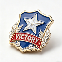 Insignia Náutica Victory Star Shield, Moderna y Tradicional, de Metal, Esmaltada por Ambos Lados, Impresa con UV, Coleccionable para Veteranos