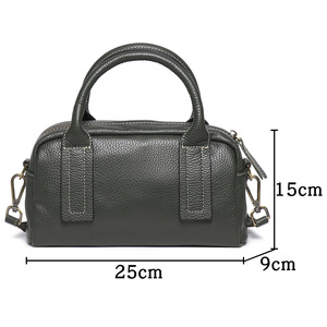 Women's New Trendy Versatile Boston Single Shoulder Crossbody Bag Top Layer Vegetable Tanned Cowhide Genuine Leather Zipper - Product Image 2