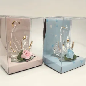 Hot Selling Modieuze Glas Kristal Transparante Zwaan Versieren Ornamenten Voor Bruiloft Souvenirs