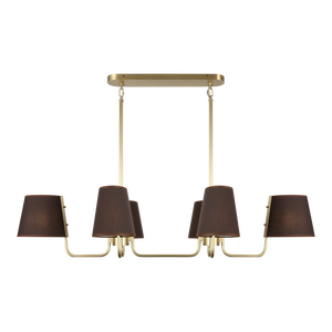 Lámpara Colgante Moderna Personalizada con Pantalla de Tela, Iluminación Decorativa LED de Latón, Lámpara Lineal de Lino para el Hogar - Product Image 2