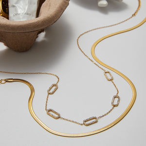 Collar J&D Clásico para Mujer Chapado en Oro de 18K con Circón Blanco Redondo y Cadena Ajustable, Joyería de Moda Delicada, Elegante y Brillante - Product Image 4