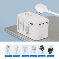Pengisi daya cepat steker daya Global, Adaptor perjalanan Universal multifungsi 100W/70W/35W/25W GaN untuk negara berbeda